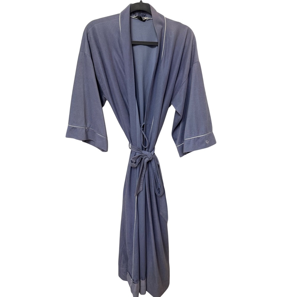 Christian Dior Lounge Wear Mens Vintage Periwinkle Blue‎ Wrap Robe CD Monogram